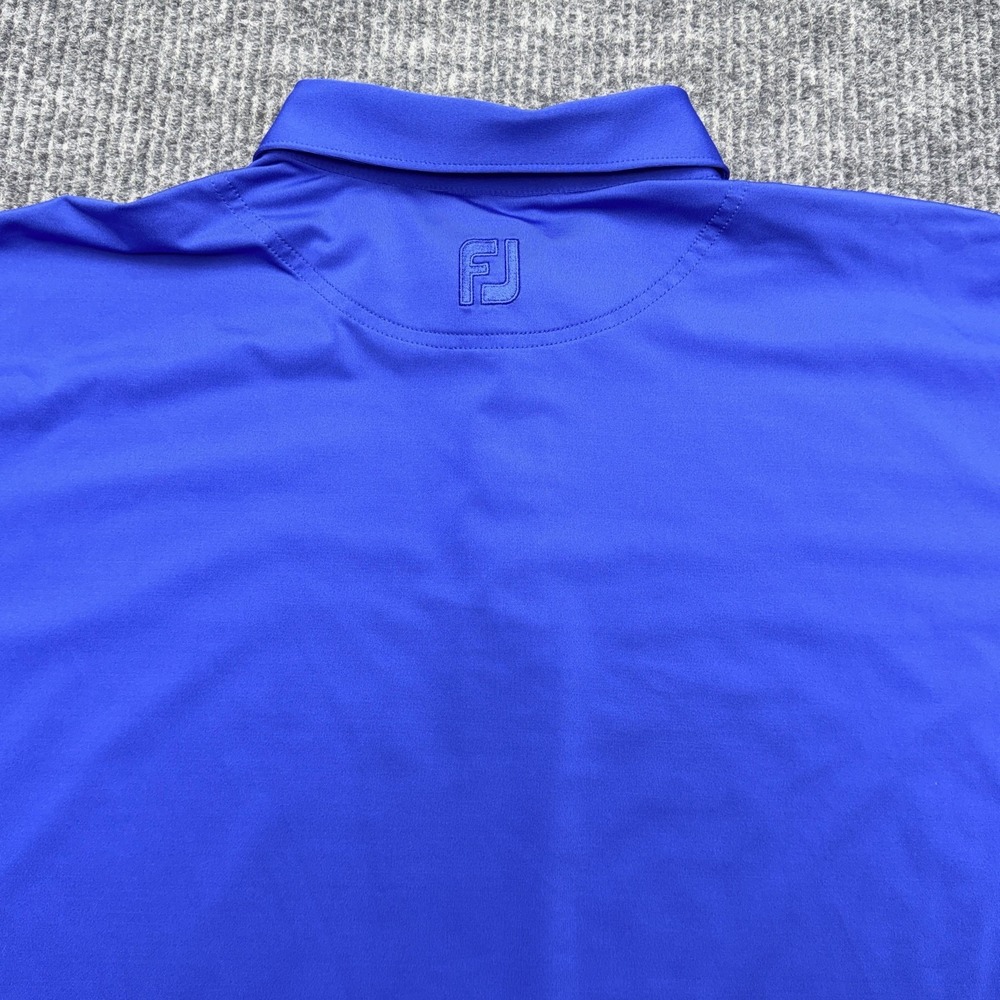 FootJoy Golf Polo Shirt Mens 2XL Blue Solid Performance Stretch Lightweight Top - Picture 6 of 8